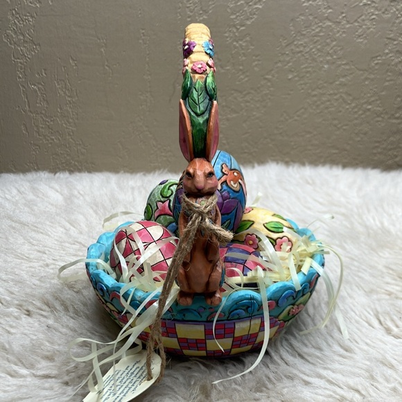 Jim Shore Hunting Eggs Finding Joy Basket With Eggs - Picture 2 of 11